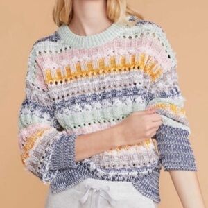NWT L&G Rainbow Fringestitch Crewneck Sweater